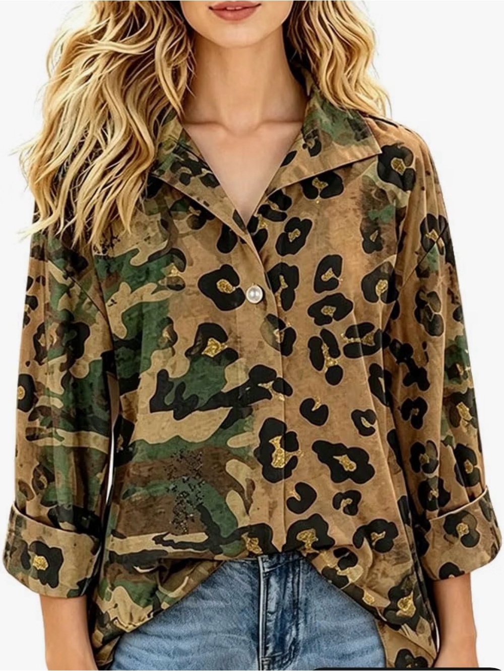 Vintage Leopard‑Camouflage Mixed Print